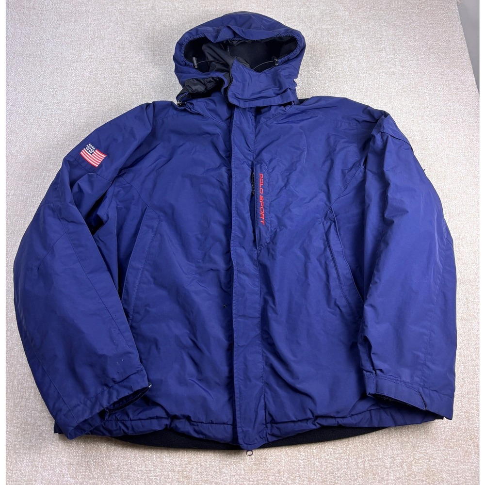 Polo Sport Ralph Lauren Navy Blue Fleece Lined Hooded Jacket Mens XXL